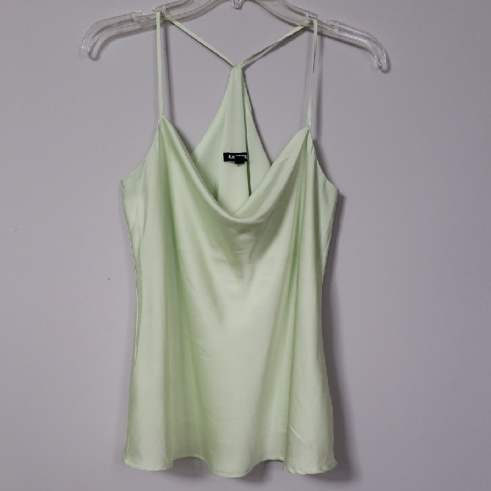 Express Pale Green Satin Cowl Neck Camisole